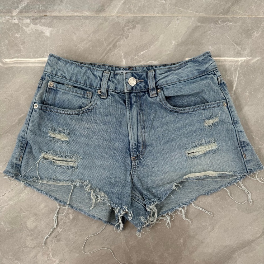 Women’s Garage Denim Distressed Festival Jean Shorts Raw Hem Frayed Size 3 / 26